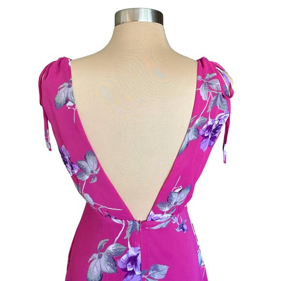 Lulus Magenta Purple Floral Maxi Dress Sleeveless Backless MED Romantic Prom - Picture 8 of 12